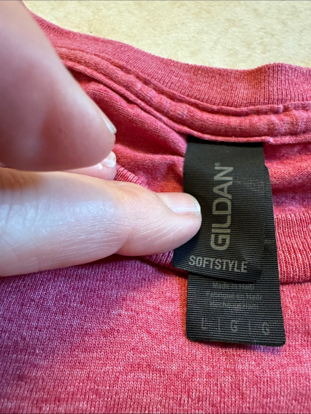 Gildan Softstyle Heather Maroon Crewneck Tee - Picture 2 of 3